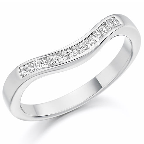 Princess Cut Shaped Channel Set Quarter Shaped Eternity Ring 0.25ct