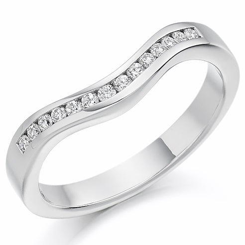 Round Brilliant Cut Shaped Channel Set Third Set Shaped Eternity Ring 0.16ct