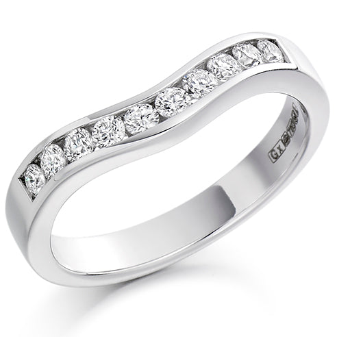 Round Brilliant Cut Shaped Channel Set Third Set Shaped Eternity Ring 0.33ct