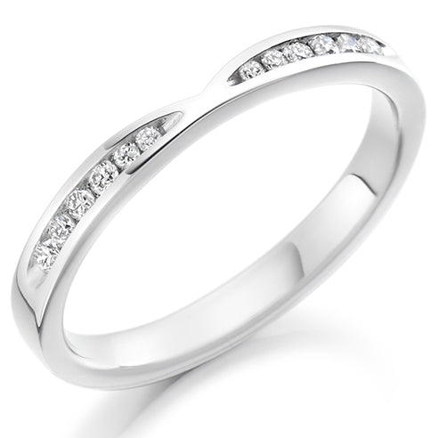 Round Brilliant Cut Pinch Shaped Channel Set Third Set Eternity Ring 0.18ct