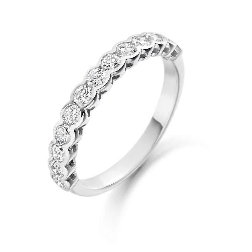 Round Brilliant Cut Rubover Set Half Eternity Ring 0.75ct