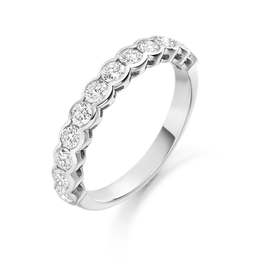 Round Brilliant Cut Rubover Set Half Eternity Ring 1.00ct