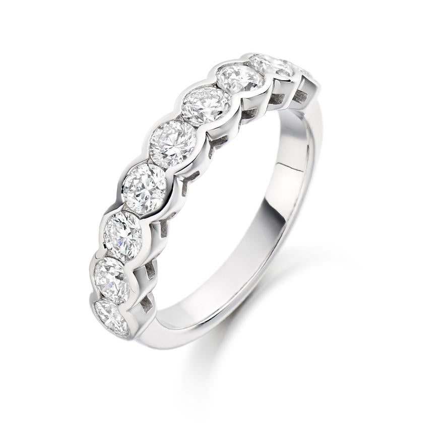 Round Brilliant Cut Rubover Set Half Eternity Ring 1.50ct